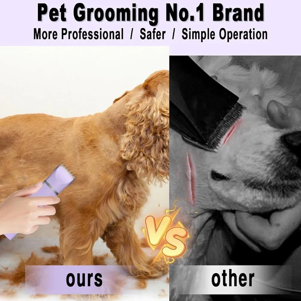 Pet Grooming Clippers Kit Electric Rechargeable Cordless Quiet Trimmer 4-in-1